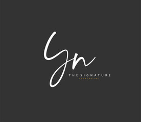 Y N YN Initial letter handwriting and signature logo. A concept handwriting initial logo with template element.