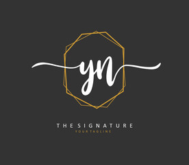 Y N YN Initial letter handwriting and signature logo. A concept handwriting initial logo with template element. - obrazy, fototapety, plakaty