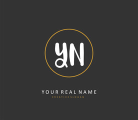 Y N YN Initial letter handwriting and signature logo. A concept handwriting initial logo with template element. - obrazy, fototapety, plakaty