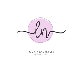 L N LN Initial letter handwriting and signature logo. A concept handwriting initial logo with template element.