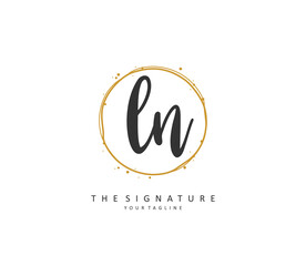 L N LN Initial letter handwriting and signature logo. A concept handwriting initial logo with template element.