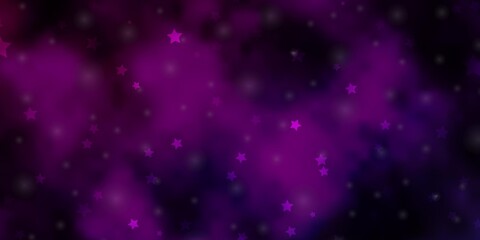 Dark Pink vector background with colorful stars.