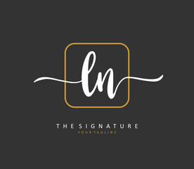 L N LN Initial letter handwriting and signature logo. A concept handwriting initial logo with template element.