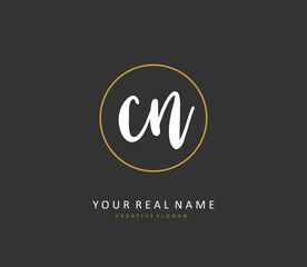 C N CN Initial letter handwriting and signature logo. A concept handwriting initial logo with template element.
