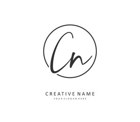 C N CN Initial letter handwriting and signature logo. A concept handwriting initial logo with template element.