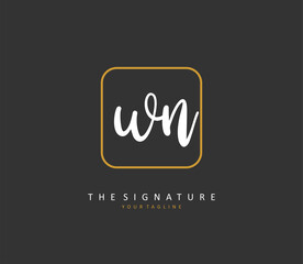 W N WN Initial letter handwriting and signature logo. A concept handwriting initial logo with template element.