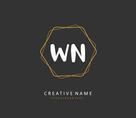 W N WN Initial letter handwriting and signature logo. A concept handwriting initial logo with template element.