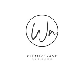 W N WN Initial letter handwriting and signature logo. A concept handwriting initial logo with template element.
