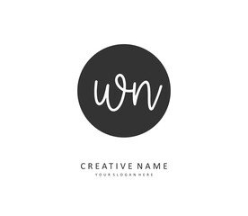 W N WN Initial letter handwriting and signature logo. A concept handwriting initial logo with template element.