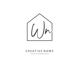 W N WN Initial letter handwriting and signature logo. A concept handwriting initial logo with template element.