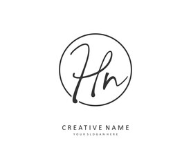 H N HN Initial letter handwriting and signature logo. A concept handwriting initial logo with template element.