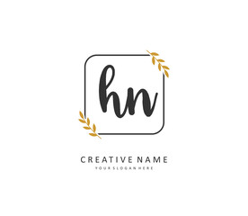 H N HN Initial letter handwriting and signature logo. A concept handwriting initial logo with template element.
