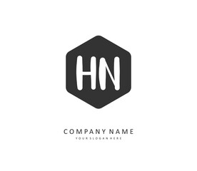H N HN Initial letter handwriting and signature logo. A concept handwriting initial logo with template element.