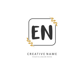 E N EN Initial letter handwriting and signature logo. A concept handwriting initial logo with template element.