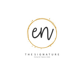 E N EN Initial letter handwriting and signature logo. A concept handwriting initial logo with template element.