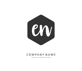 E N EN Initial letter handwriting and signature logo. A concept handwriting initial logo with template element.