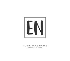 E N EN Initial letter handwriting and signature logo. A concept handwriting initial logo with template element.