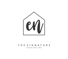 E N EN Initial letter handwriting and signature logo. A concept handwriting initial logo with template element.