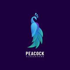 Vector Logo Illustration Peacock Gradient Colorful Style.