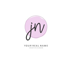 J N JN Initial letter handwriting and signature logo. A concept handwriting initial logo with template element.