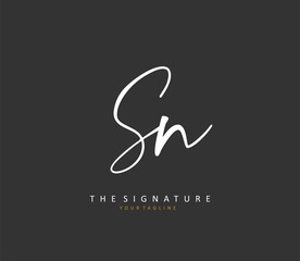 S N SN Initial letter handwriting and signature logo. A concept handwriting initial logo with template element.