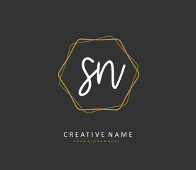 S N SN Initial letter handwriting and signature logo. A concept handwriting initial logo with template element.