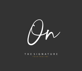 O N ON Initial letter handwriting and signature logo. A concept handwriting initial logo with template element.