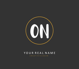 O N ON Initial letter handwriting and signature logo. A concept handwriting initial logo with template element.