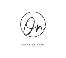 O N ON Initial letter handwriting and signature logo. A concept handwriting initial logo with template element.