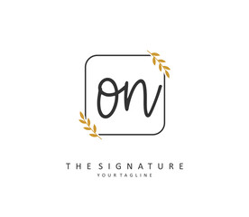 O N ON Initial letter handwriting and signature logo. A concept handwriting initial logo with template element.