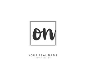 O N ON Initial letter handwriting and signature logo. A concept handwriting initial logo with template element.