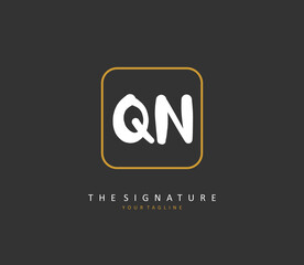 Q N QN Initial letter handwriting and signature logo. A concept handwriting initial logo with template element.