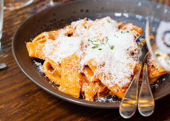 Tomato and parmesan cheese pasta