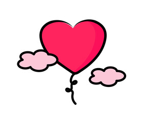Balloon in the shape of a heart on a white background. Cartoon. Vector illustration.