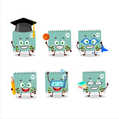 School student of 20th december calendar cartoon character with various expressions