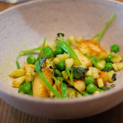 Couscous, gnocchi and roasted vegetables