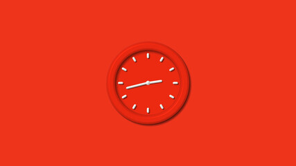 Counting down red color 3d wall clock isolated on red background, red color 3d wall clock