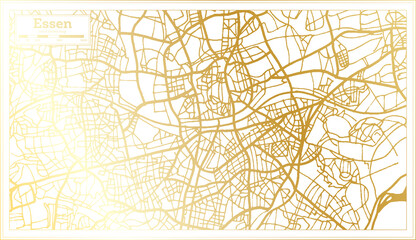 Essen Germany City Map in Retro Style in Golden Color. Outline Map.