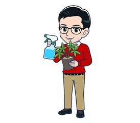 young man dressed in red clothes