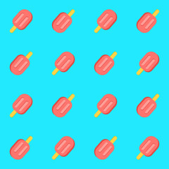 Pink icecream on light blue background