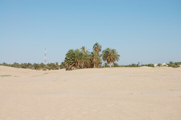 sand dunes in the sahara desert in africa blue sky