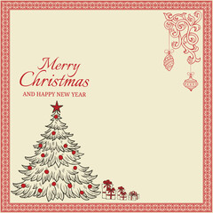 Vector illustration. Merry Chistmas greeting card. Christmas vector banner design.