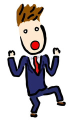 Surprised Businessman : Hand drawn vector illustration like woodblock print