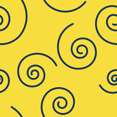 Vector seamless pattern with abstract spirals on a yellow background. The design is suitable for wallpaper, decor, textiles, factories, bed and children's rooms, printing on T-shirts and clothes