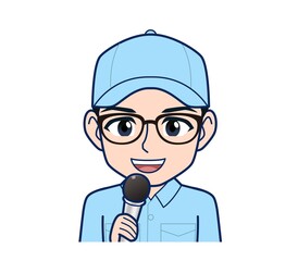 Young man in light blue work clothes