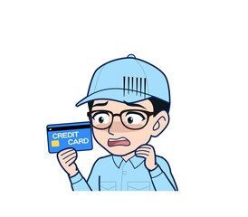 Young man in light blue work clothes