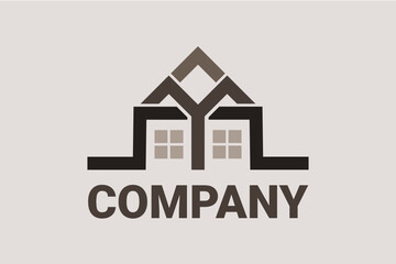 Element flat vector logo for real estate, building construction and general business with line and arrow elements forming a home and window illustration. Flat logo initial 