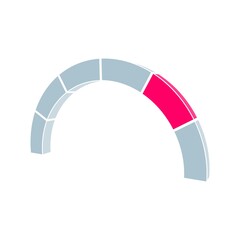 Half of wheel with painted segment. Isometric style