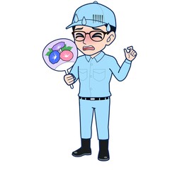 Young man in light blue work clothes