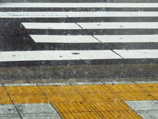 道路に降る大粒の雨